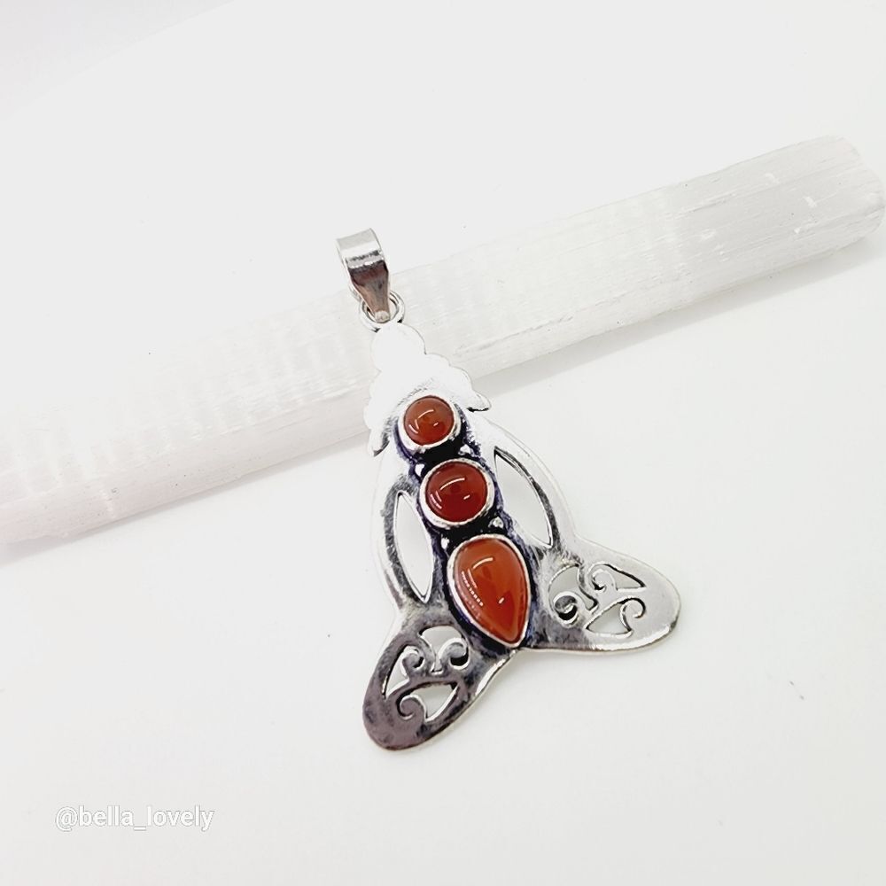 Yoga Carnelian Ethnic Handmade Pendant Jewelry 1.92" Yogi Meditate - Picture 2 of 4